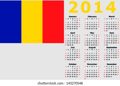 Vector 2014 Calendar with the flag of Romania