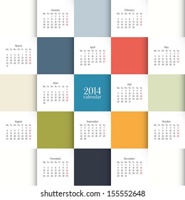 Vector 2014 calendar template