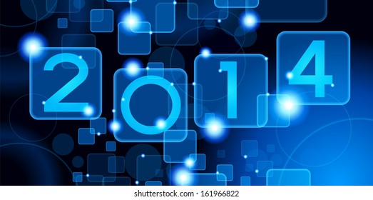 Vector 2014 Happy New Year background. Background Computer Networks.