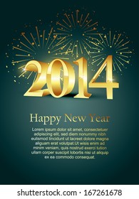 vector 2014 happy new year design with fireworks