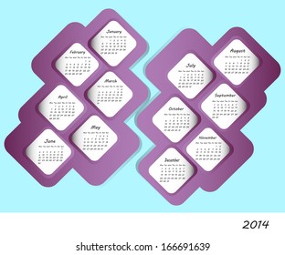 Vector 2014 year Calendar 