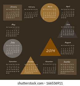 Vector 2014 year Calendar Background