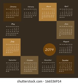 Vector 2014 year Calendar Background