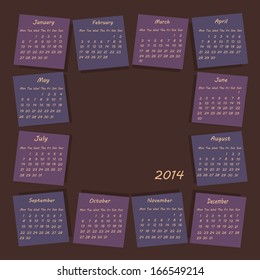 Vector 2014 year Calendar Background