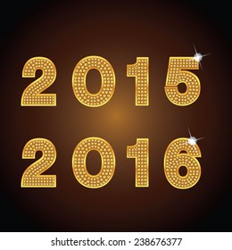 vector 2015, 2016 alphabet gold-diamond design concept in the Illustrator 10, can use by new year, christmas