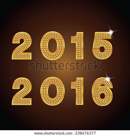 vector 2015, 2016 alphabet gold-diamond design concept in the Illustrator 10, can use by new year, christmas