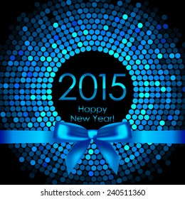 Vector 2015 background with blue disco lights and ribbon