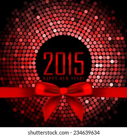 Vector 2015 background with red disco lights and ribbon