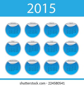 Vector  2015 calendar  .Week starts with sunday