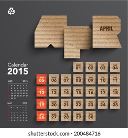 Vector 2015 Cardboard Calendar Design - April