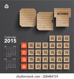 Diseño del calendario de cartón vector 2015 - Octubre