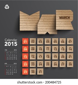 Vector 2015 Cardboard Calendar Design - March