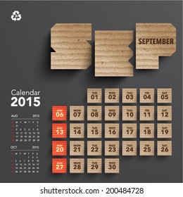 Vector 2015 Cardboard Calendar Design - September