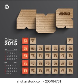 Diseño del calendario de cartón vector 2015 - Agosto