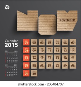 Diseño del calendario de cartón vector 2015 - Noviembre