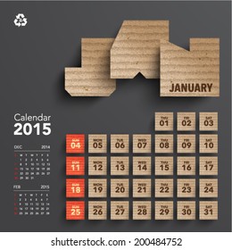 Vector 2015 Cardboard Calendar Design - January