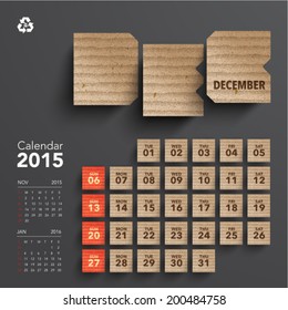 Vector 2015 Cardboard Calendar Design - December