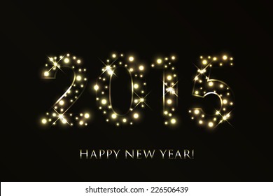 Vector 2015 Happy New Year background with gold sparkles