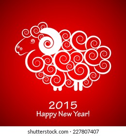 Vector 2015 Happy New Year background with sheep (Year of sheep)