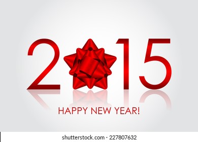 Vector 2015 Happy New Year background with red bow