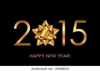 Vector 2015 Happy New Year background with gold bow