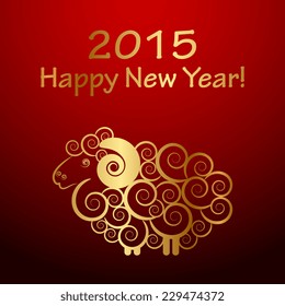 Vector 2015 Happy New Year background with sheep (Year of sheep)