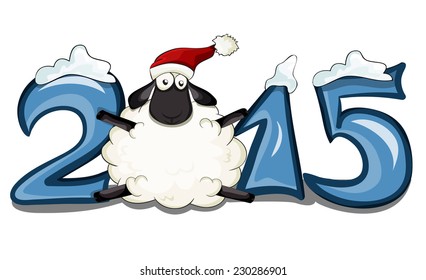 Vector 2015 Happy New Year background with Santa sheep