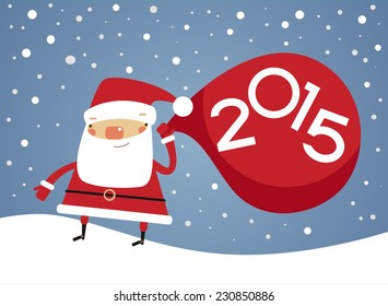 Vector 2015 Feliz Año Nuevo. Caricatura santa claus y números.