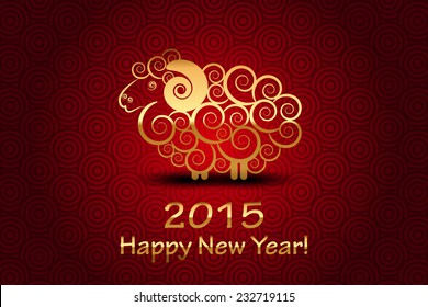 Vector 2015 Happy New Year background with sheep (Year of sheep)