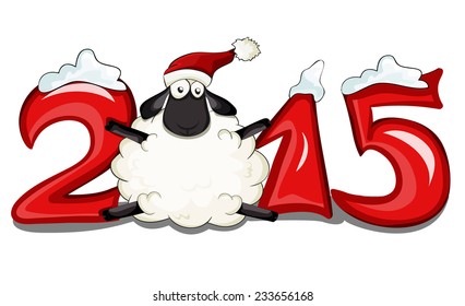 Vector 2015 Happy New Year background with Santa sheep