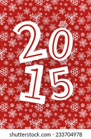 Vector 2015 Happy New Year background with snowflakes on red stock vector