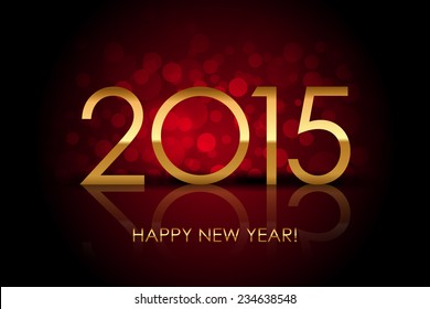 Vector 2015 - Happy New Year red blurred background