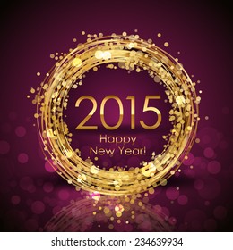 Vector 2015 Happy New Year background with gold clock