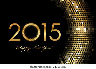 Vector - 2015 Happy New Year golden glowing