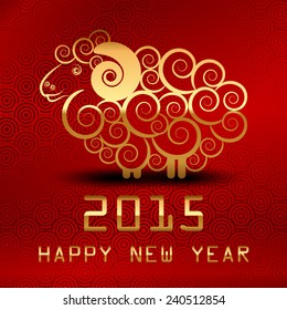 Vector 2015 Happy New Year background with sheep (Year of sheep)