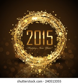 Vector 2015 Happy New Year background with gold clock