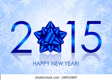 Vector 2015 Happy New Year background with blue bow