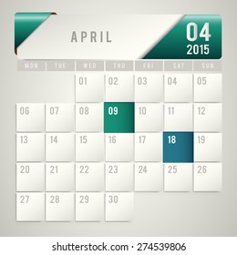 Vector of 2015 Modern Calendar Template