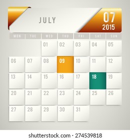 Vector of 2015 Modern Calendar Template