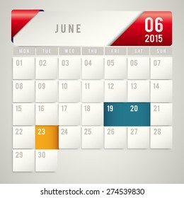 Vector of 2015 Modern Calendar Template