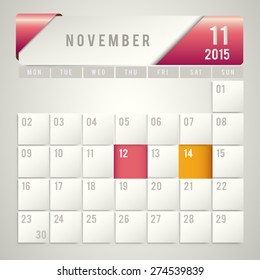 Vector of 2015 Modern Calendar Template