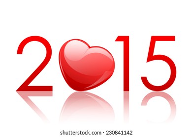 Vector 2015 New Year background with heart