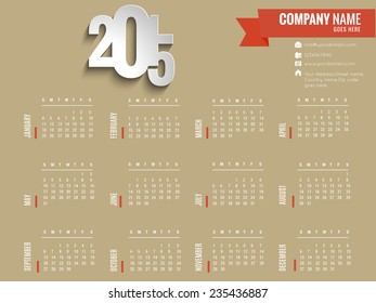 Vector 2015 New year calender. can be use for print.