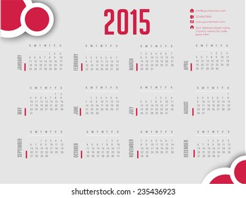 Vector 2015 New year calender. can be use for print.