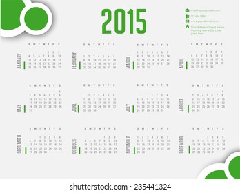 Vector 2015 new year calender. can be use for print and publishing.