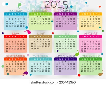 Vector 2015 new year calender. can be use for print and publishing.