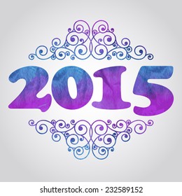 Vector  2015 watercolor background with swirls