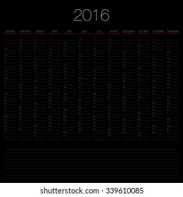 vector 2016 annual planner calendar template organizer
