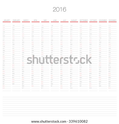 vector 2016 annual planner calendar template organizer