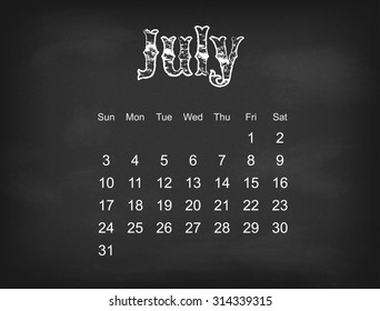 Vector 2016 calendar on black chalk board | American, Canadian calendar grid - weeks starts on Sunday 